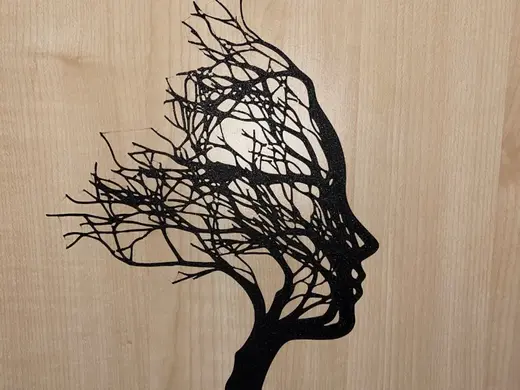 Wanddeko Frauenkopf Baum Zweig