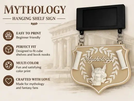 Mythology Hanging Book Shelf Sign