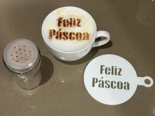 Feliz Pascoa - Happy Easter Coffee Stencil Art