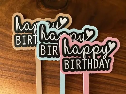 Multilayered "Happy Birthday" Cake Topper