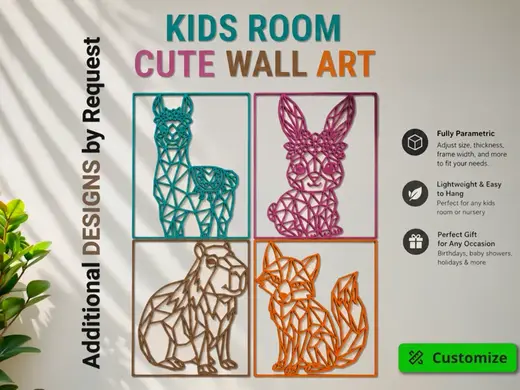 Kids Room Cute Wall Art Parametric