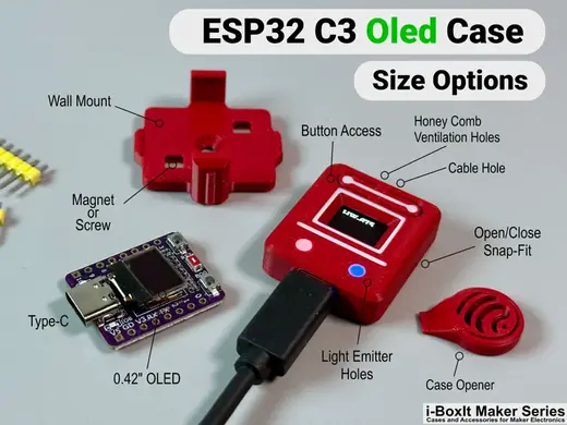 ESP32-C3 OLED Case | Snap-Fit | Size Options