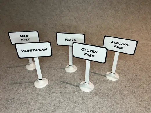 Table buffet food labels
