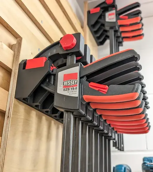 Wall mount for Bessey EZS One‑handed Clamps