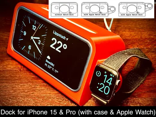 Dock for iPhone15 & 15Pro + Apple Watch options