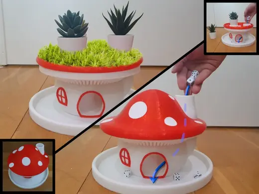 Mushroom house dice tower lamp