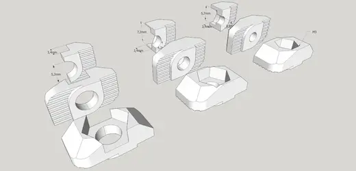 Drop-in T-Nut 3030 profil (M3, M4, M5)