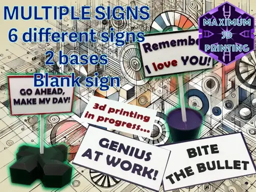 Multiple signs - 6 phrases, 1 blank, 2 bases