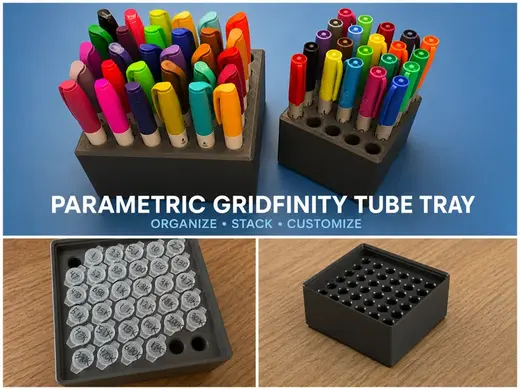 Parametric Gridfinity Tube Tray