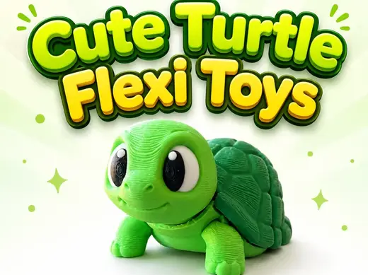 Cute Flexi Turtle – Articulated Print-in-Place Toy