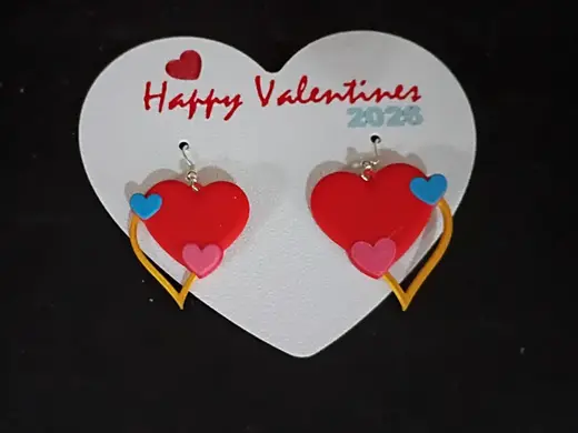 Vday 2026 Earrings Heart with Outline