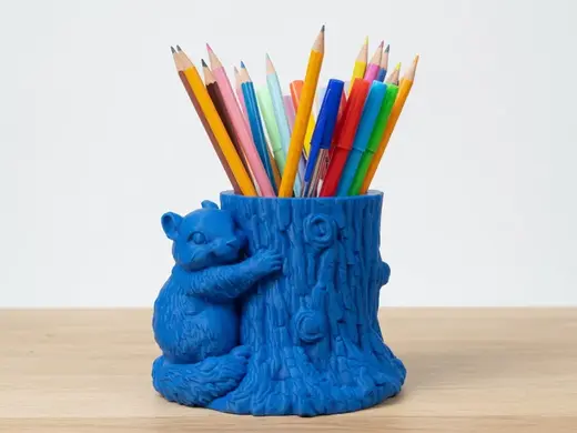 Cute Youngling Squirrel Hugging Tree Pencil Holder