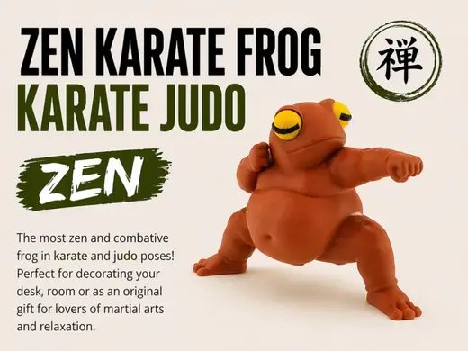 Zen Karate Frog judo Cute kawaii Pose Desk Decor