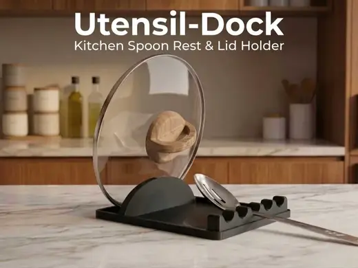 Utensil-Dock: Kitchen Spoon Rest & Lid Holder