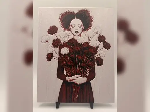 Crimson Bloom Portrait HueForge Print