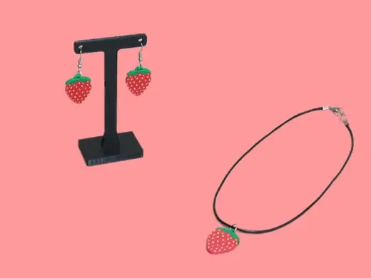 Strawberry Charm - Earrings, Keychain & Necklace