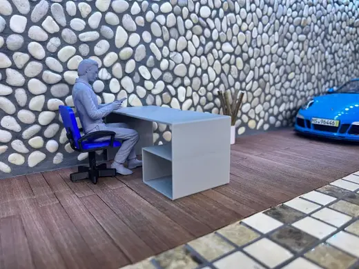 miniature desk + chair 1:18 dollhouse diorama