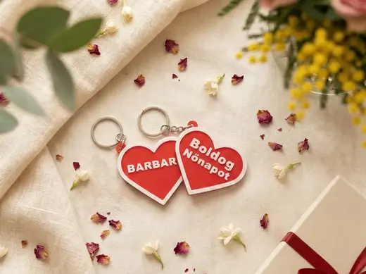 Customizable Heart Keychain–For Women's Day & More