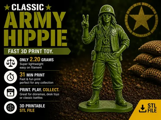 Classic Army Hippie – Fast 3D Print Toy