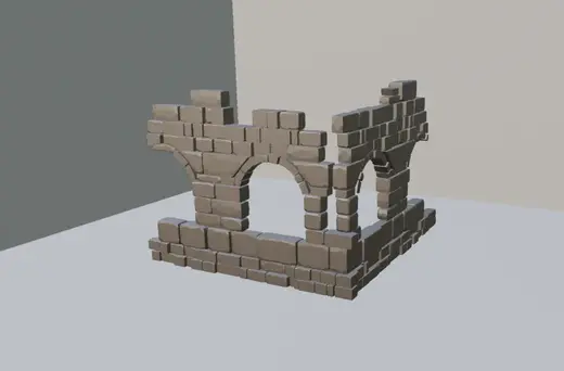 Ruined corner wall #4 with multiple windows - wargaming terrain