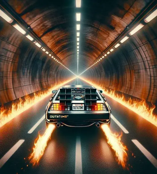 delorean in a tunnel hueforge