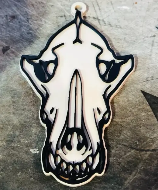 Wolf Skull Keychain/ Ornament 2 Colors