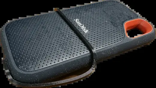 SanDisk portable SSD USB-C dust cap with keeper