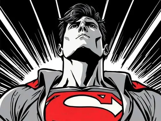 Superman Black and White w/red shield Hueforge