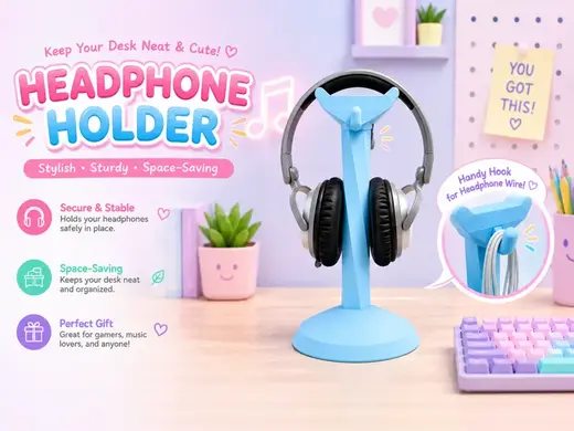 Modern Headphone Stand with Cable Hook