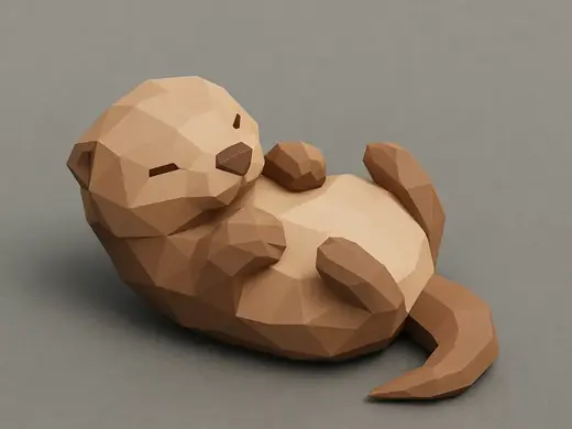 Low Poly Sleeping Otter Figurine