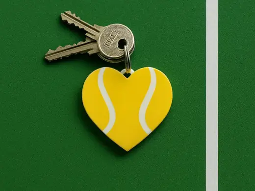 heart tennis keychain