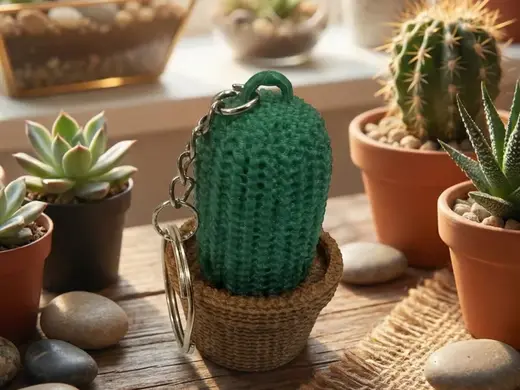 Knitted Cactus Keychain/Figurine