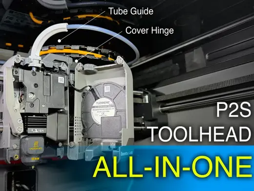 P2S Toolhead Cover Hinge and Tube Guide All in One