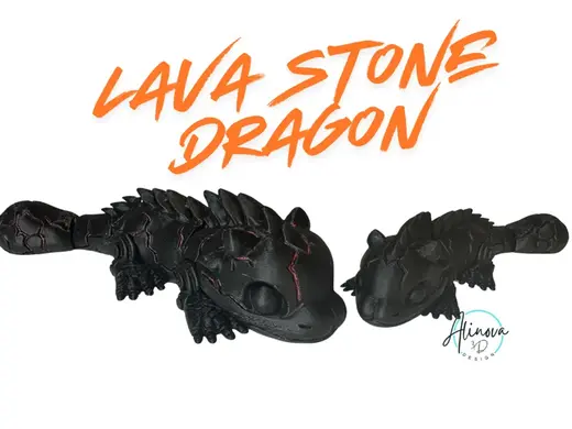 Lava Stone Articulated Dragon Fidget Flexi Model