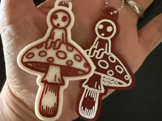 Kodama on mushroom keychain