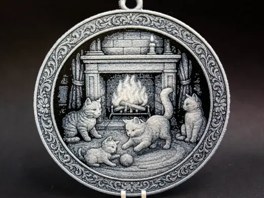 Cats playing Christmas Bauble Ornament Decoration