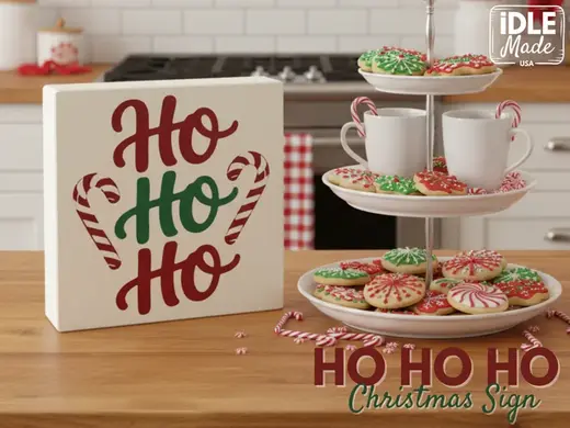 Ho Ho Ho Christmas Sign - Shelf Sign - Candy Canes