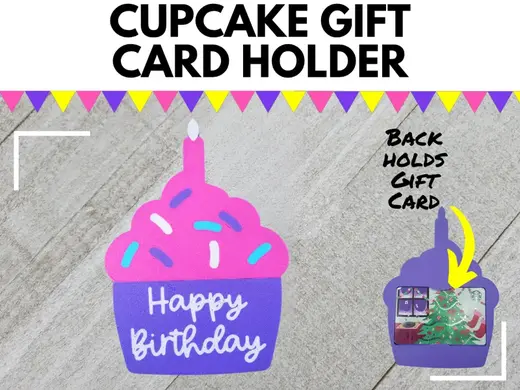Happy Birthday Gift Card Holder Cupcake w/ Candle