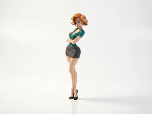 Slim Lady Crossed Arms Female Figurine