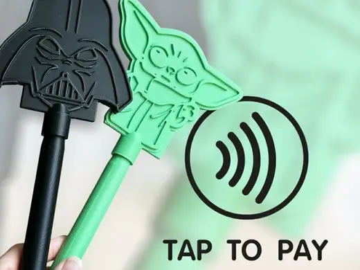 Starwars tap to pay wands Darth Vadar Grogu