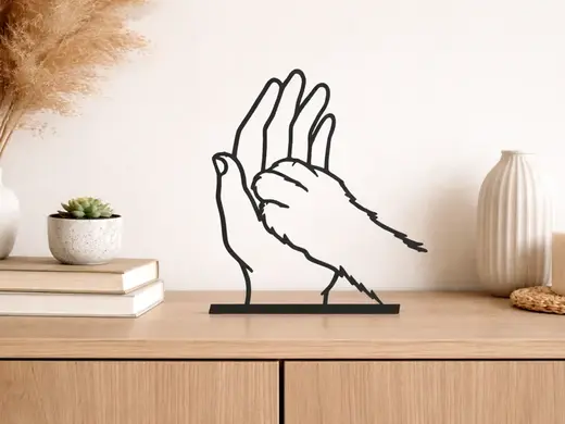 Mensch und Pfote Silhouette Hand in Pfote