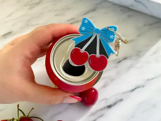 Cherries W/ A Bow and Stars Pop Can Tab Opener