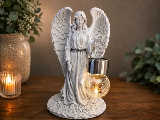 Angel Statue with Hanging Lantern