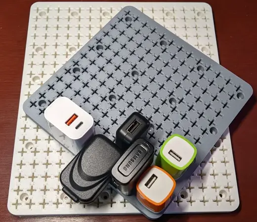 USBeehive - A wall mountable rack for your USB charge blocks, wall warts, AC adapters