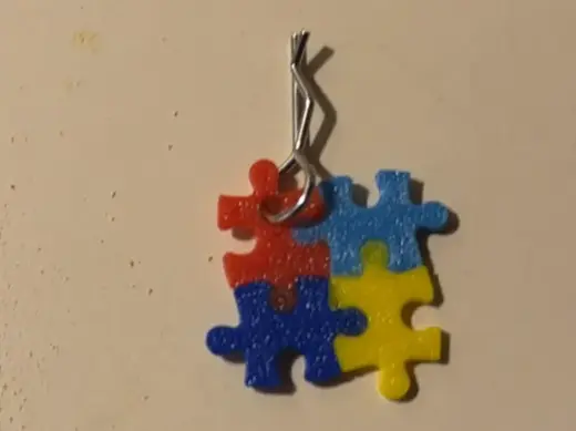 Autism puzzle piece with a hole for RC body pins