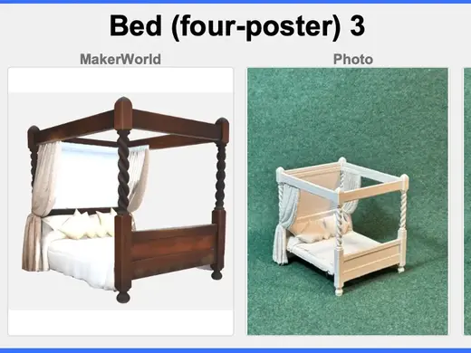 RPG • Dollhouse • Mini: Vict Era Bed (4-poster) 3