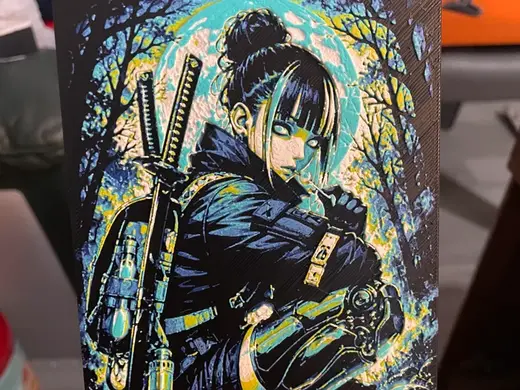 Cyborg Samurai Woman Hueforge Happy Accident
