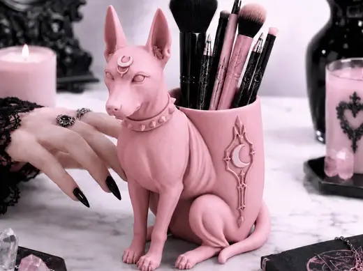 Pastel Goth Moon Hound Brush / pen Holder