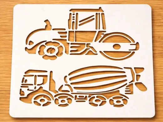 Montessori Template Kids Stencils car crane machin