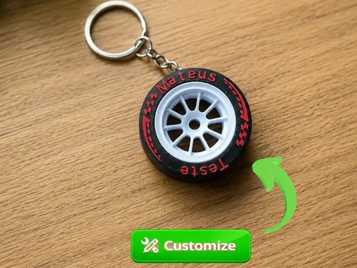 Custom F1 Tire Keychain with Personalized Name